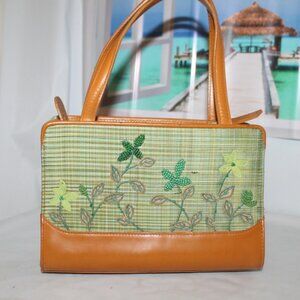 New #198 Rare Adorable Kay Unger Leather Applique Mini Tote Bag Handbag Purse